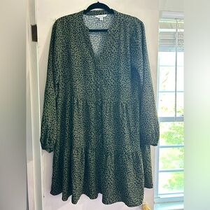 Nine West Green Polka Dot Tiered Dress